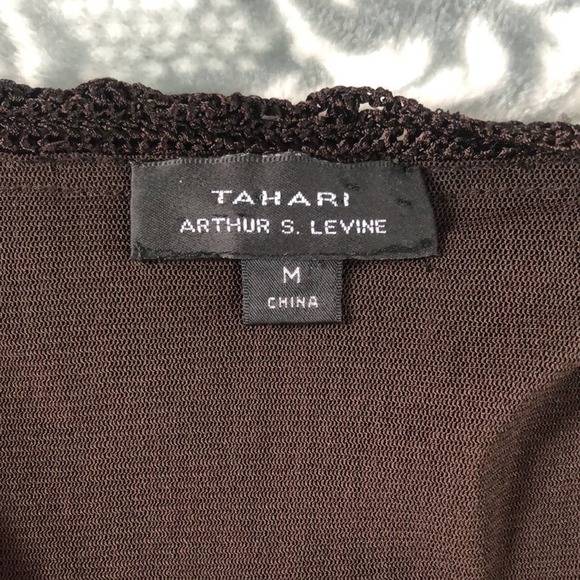 Tahari Arthur Levine Chocolate Brown Knit Top - Picture 5 of 11